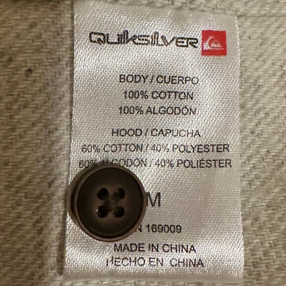 New Quiksilver Hooded Buttoned Flannel Shirt Men's Size M Gray Plaid Y2K Grunge - Picture 7 of 13